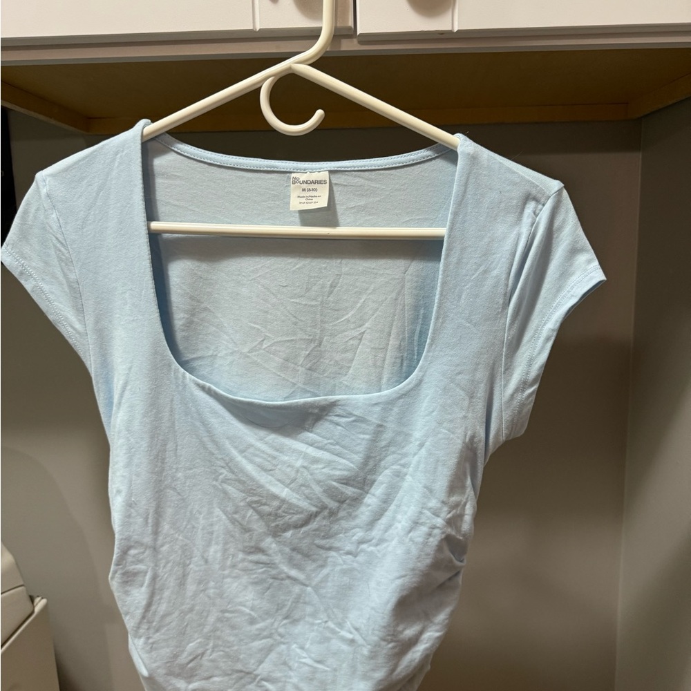 Bluenotes Light Blue Square Neck Bodysuit